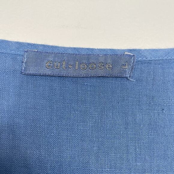 Cutloose 100% Linen Tunic Top Size Large Chambray Blue Boho Beach Lagenlook - Picture 3 of 9